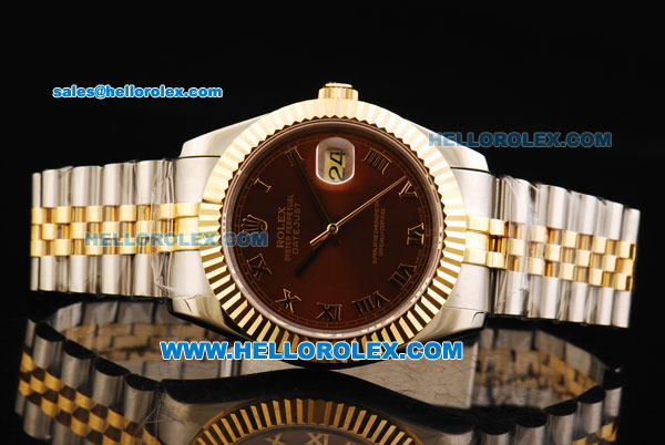 Rolex Datejust II Oyster Perpetual Automatic Movement Steel Case with Brown Dial and Gold Bezel-Two Tone Strap - Click Image to Close